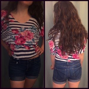 dark denim jean shorts